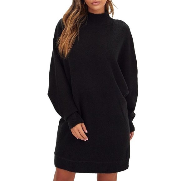 PrettyLittleThing Dresses & Skirts - PrettyLittleThing Oversized Knit Sweater Dress Black